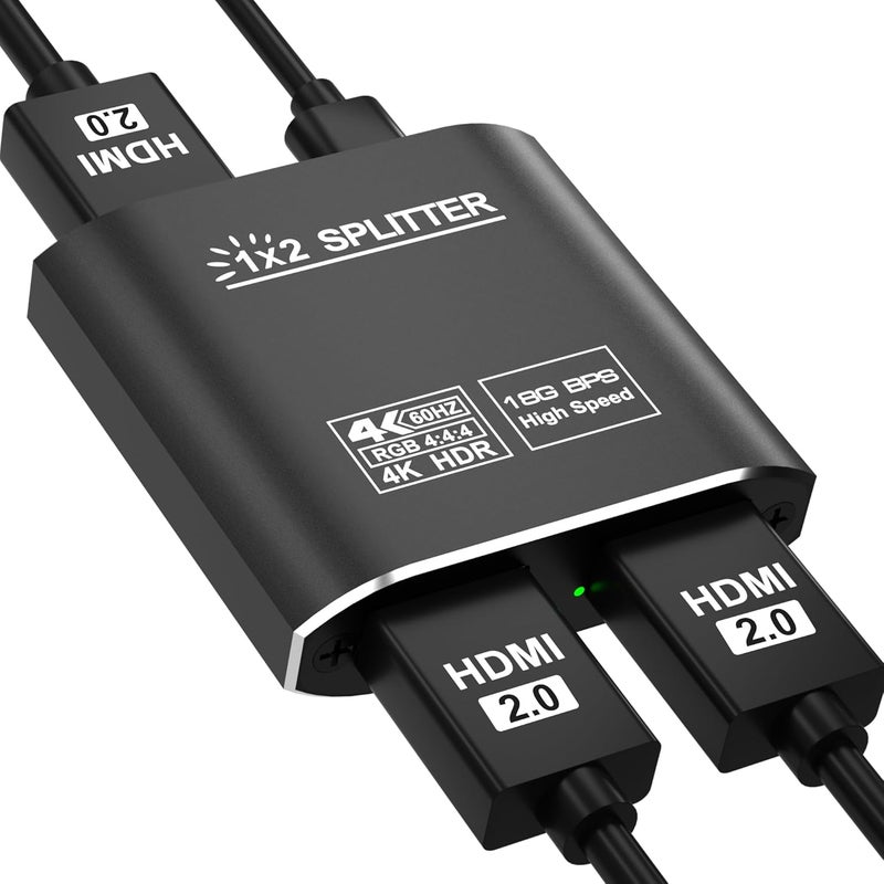 Closs HDMI Splitter 1 in 2 Out, HDMI 2.0b 18Gbps 4K@60Hz HDR10 HDCP 2.2,Splitter for Dual Monitors Support EDID Management, for Laptops/Fire Stick/PS5/Xbox/TV Box/Roku/PC/Monitor(1 Source to 2 Displays) - Image 1